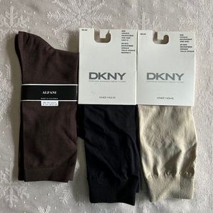 NEW Nylon Dress Socks Womens Knee High Brown, Navy and Khaki